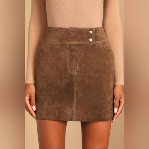 BlankNYC Truffle Brown Suede Leather Mini Skirt